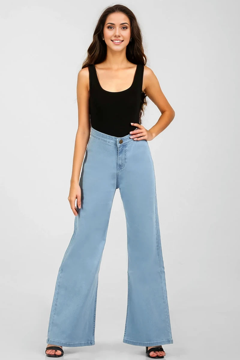 Flared Wide Leg High Waist Jeans by Madish