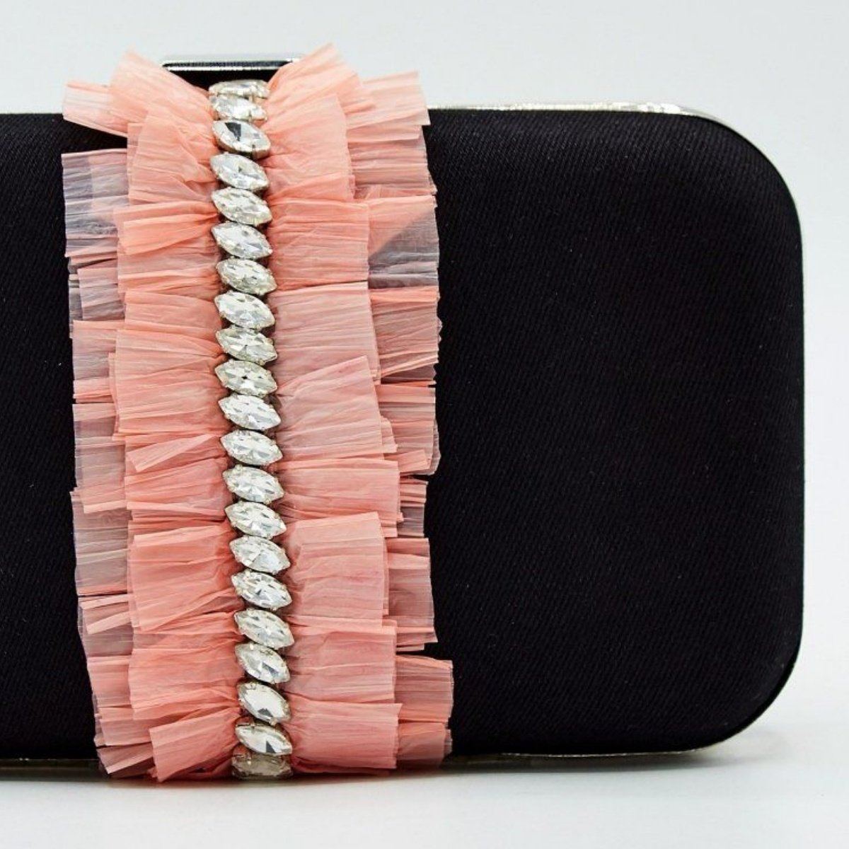 Embroidered Pink Raffia Denim Clutch Bag by Madish