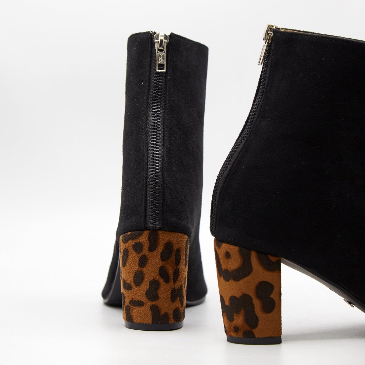 Leopard Heel Suede Ankle Boots by Madish
