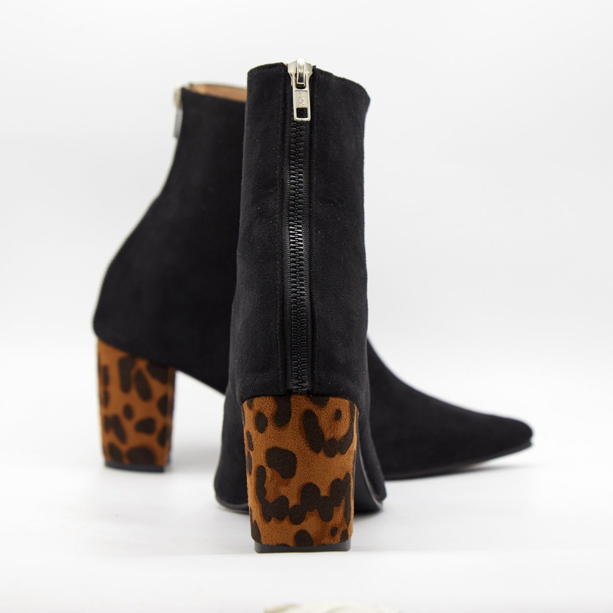 Leopard Heel Suede Ankle Boots by Madish
