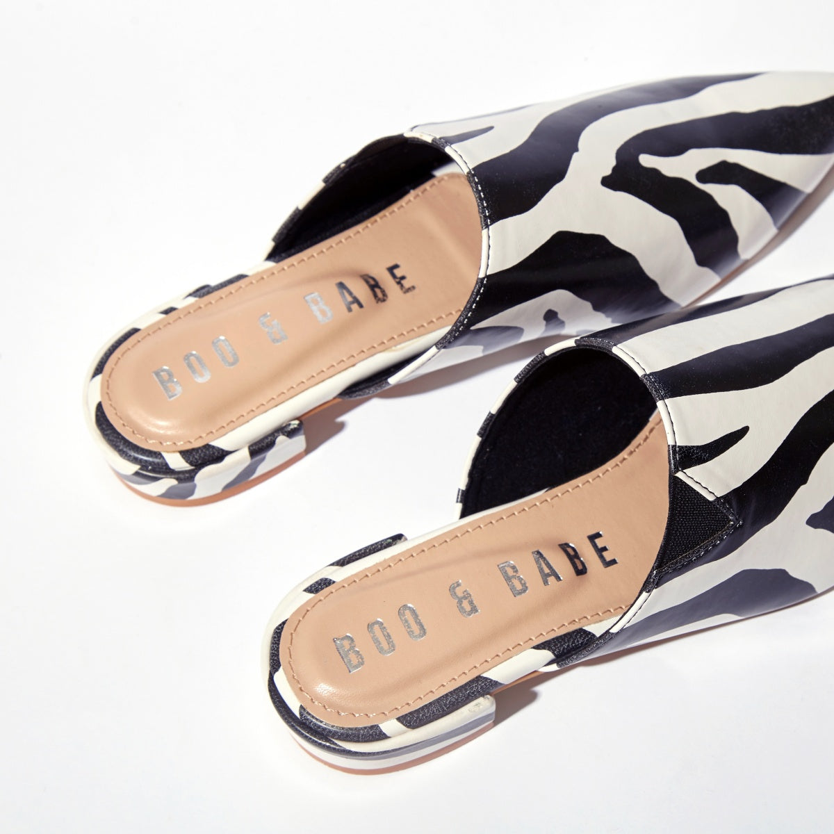 Prancing Zebra Mini Heeled Flats by Boo & Babe