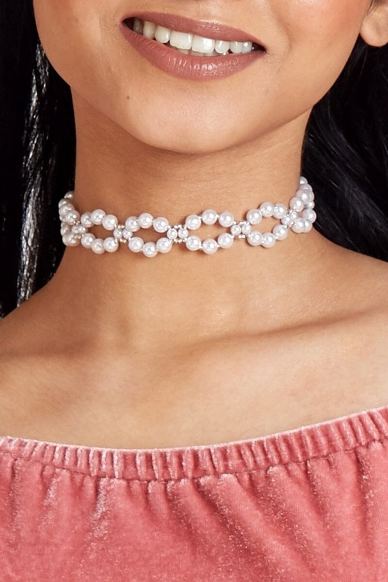Victoria Pearl-Bead Choker Necklace by Boo & Babe