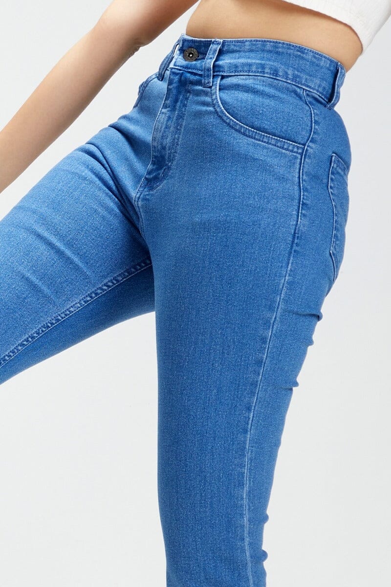 JDY By Only Light Blue Blended Skinny Fit High Rise Jeans