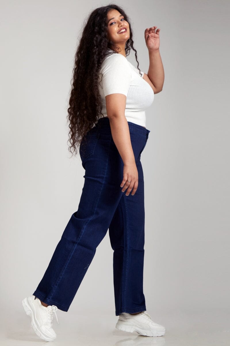 Flared Wide Leg High Waist Jeans by Madish