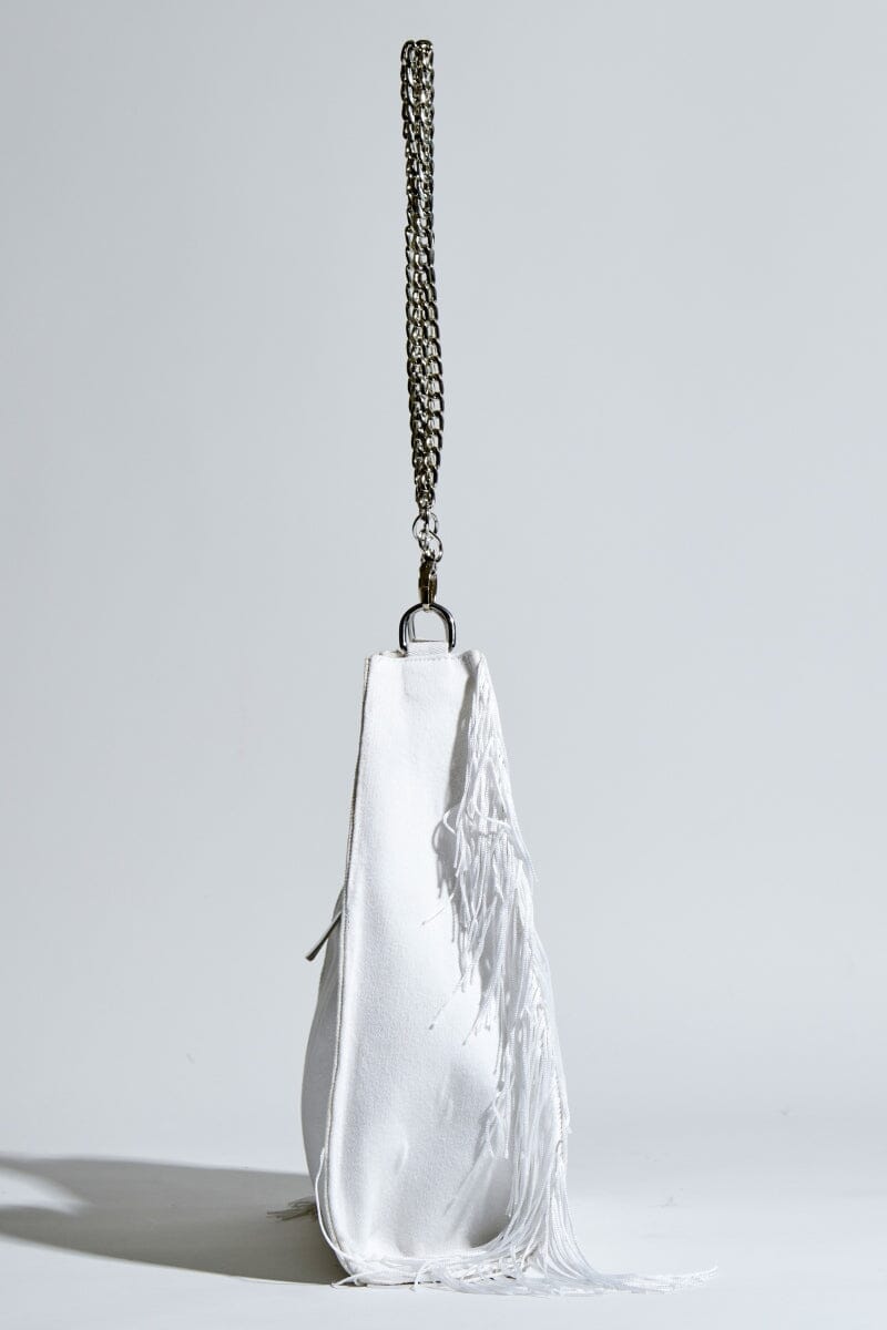 Lola Fringed White Shoulder Bag by Madish