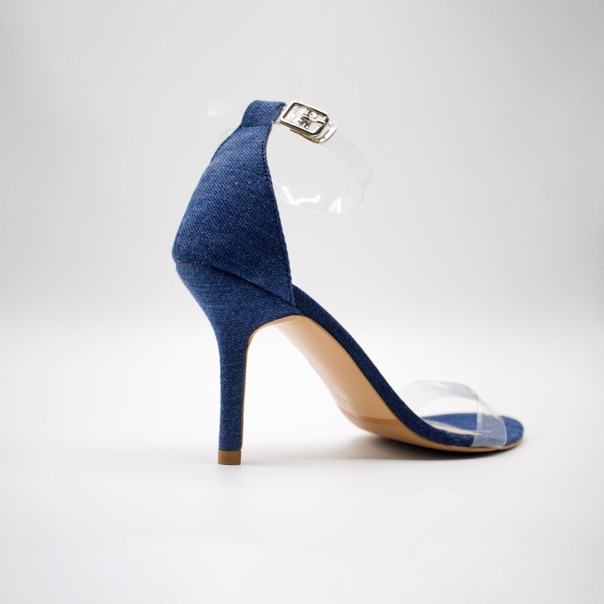 lustrous mid blue denim pencil heels shoes madish 266016