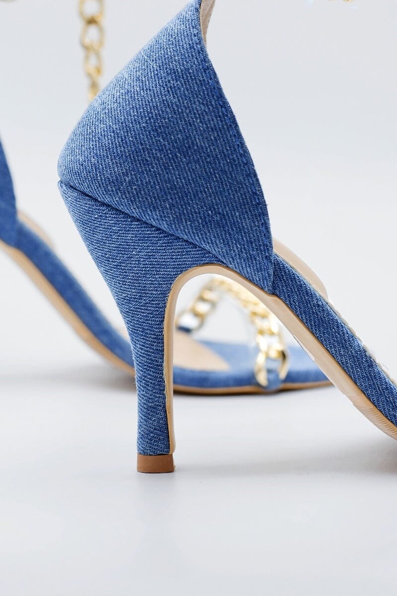 opulent denim pencil heels shoes madish 346017