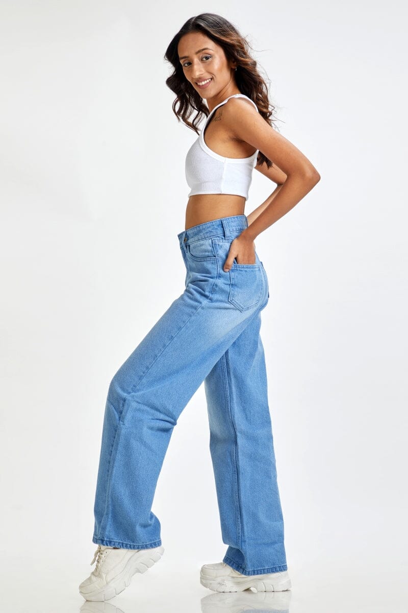 MIXT by Nykaa Fashion Blue High Waist Wide Leg Jeans Buy MIXT by Nykaa  Fashion Blue High Waist Wide Leg Jeans Online at Best Price in India  Nykaa