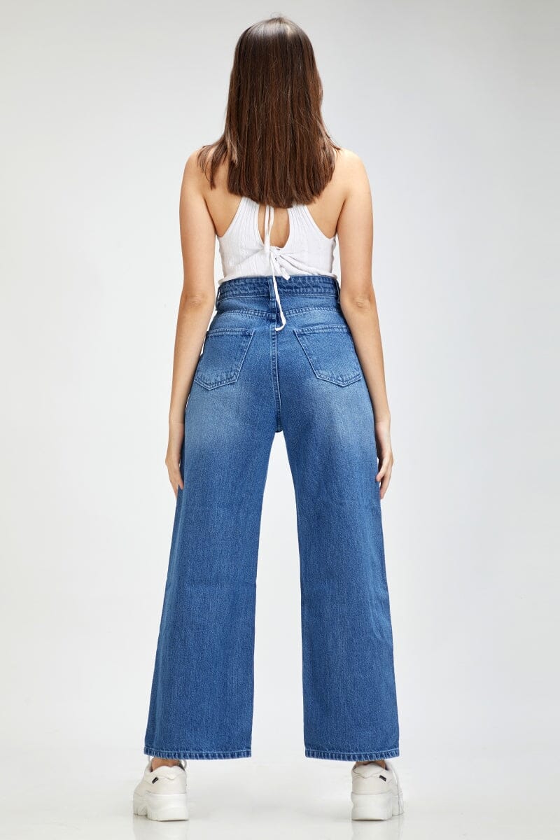 Buy Curve Blue Mid Rise Wide Leg Jeans For Women Online in India  VeroModa