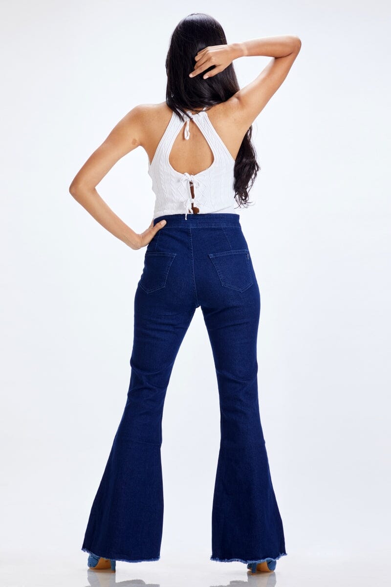 Side Slit Bootcut High Waist Jeans by Madish