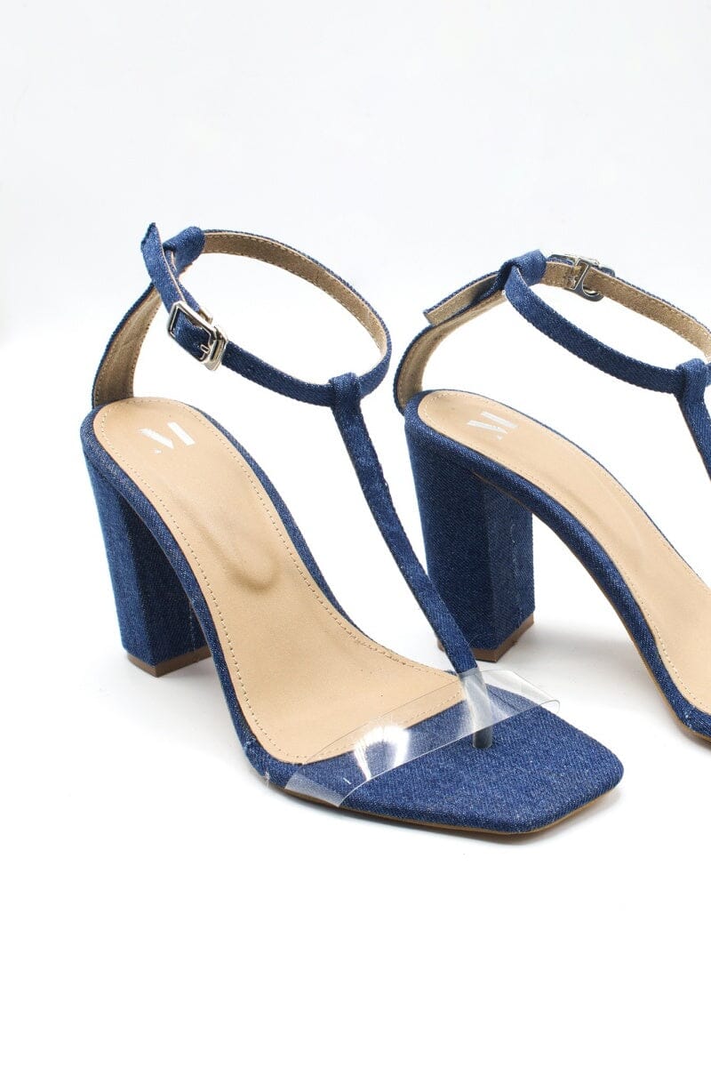 the classy denim block heels shoes madish 279908
