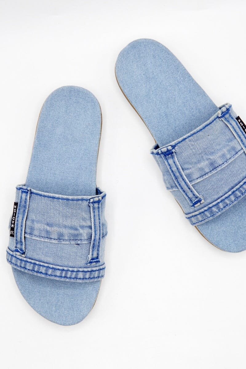 Buy Blue Denim Mule Stilettoes by THE ALTER Online at Aza Fashions.