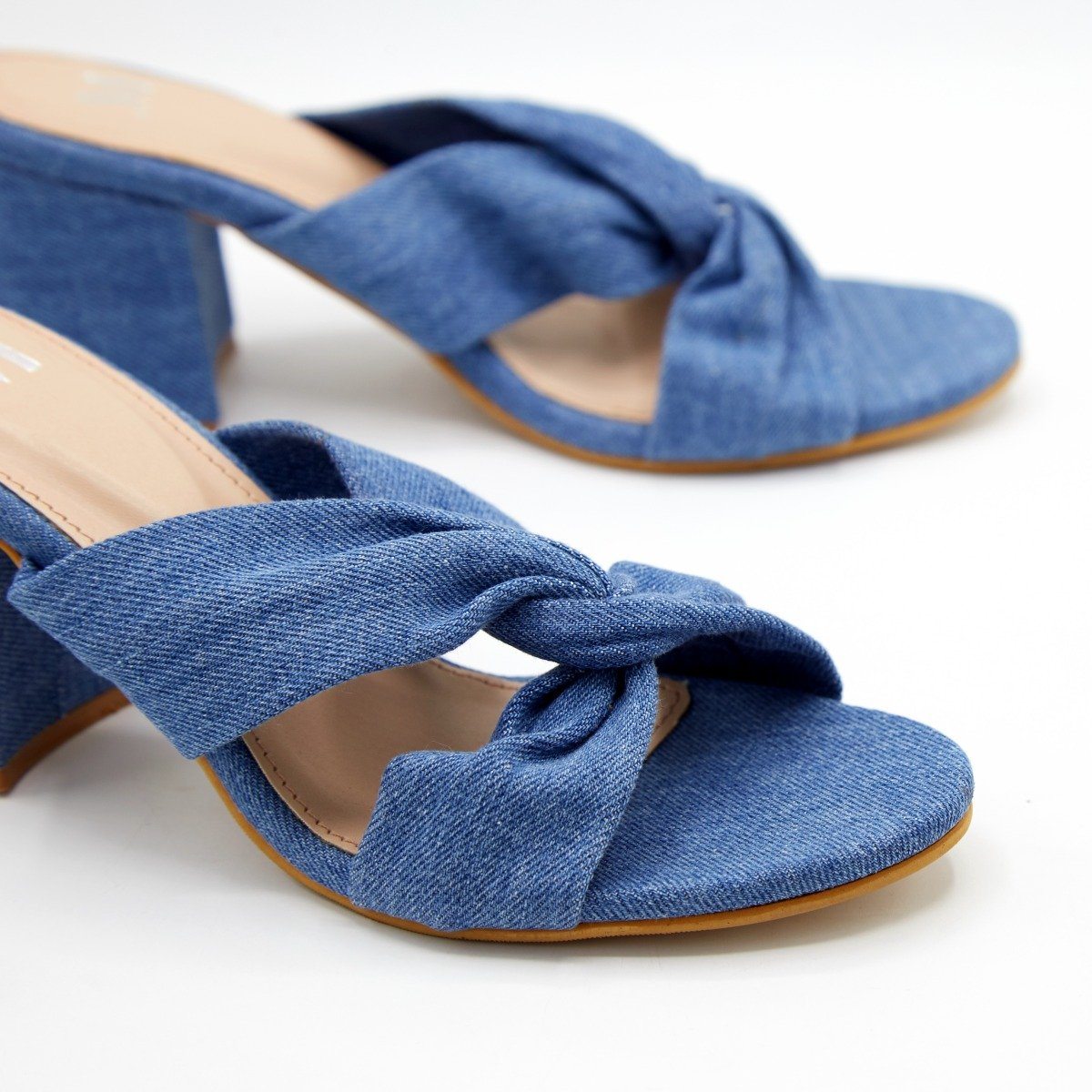 Twisted Knot Denim Mules by Madish